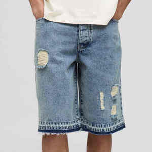 Vente en gros de streetwear d'été Short en jean respirant taille moyenne de haute qualité Short en jean baggy léger - Product Image 1
