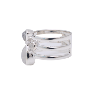 Bague indienne élégante en argent sterling 925 faite à la main avec pierres précieuses, pierre de lune arc-en-ciel serti de diamants pour fiançailles, fête de mariage - Product Image 3