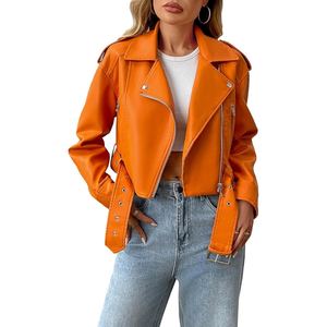 Chaqueta de Motociclista de Cuero para Mujer, Auténtica Piel de Oveja, Abrigo de Motociclista, Ropa Protectora para Conducir - Product Image 4