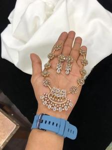 ชุดสร้อยคอและต่างหูเซอร์โคเนียทรงลูกบาศก์เคลือบแบบพรีเมี่ยมสำหรับผู้หญิงเครื่องประดับเจ้าสาวต่างหูแบบไม่ก่อให้เกิดอาการแพ้ - Product Image 2