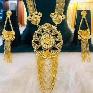 24K Plaqué Or Vintage Comores Mayotte Style Bijoux de Mode Ensemble Comprend Élégant Cuivre Diamant Collier Bracelets Cadeau pour les USA - Product Image 1