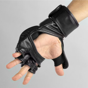 OEM Custom Logo Half Finger MMA Fighting <b>Gloves</b> Durable PU Leather <b>Moisture</b> Wicking Hook Loop Closure Training for Martial Arts - Product Image 6
