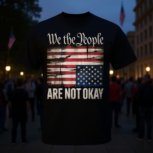 T-Shirt Patriottica con Bandiera Americana Invertita 'We the People Are Not Okay', Prodotto Promozionale - Product Image 3