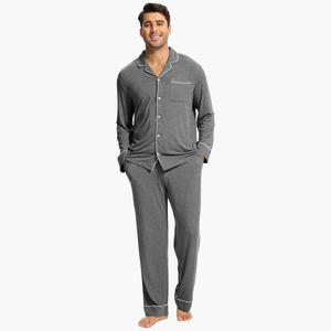 Wholesale Pajama Set for Men Soft Modal Men's Pajamas Long Sleeve Long Pants Bamboo <b>Pyjamas</b> Custom OEM ODM Plus Size Breathable - Product Image 1