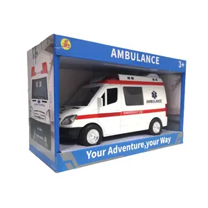 Hot Sale 1:21 Inertial Friction Toy Ambulance Kid Medical Ambulance Rescue Vehicle Toys With Lights And Sounds