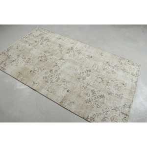 พรมขนาด 3.7x6.6 ฟุต, พรมวินเทจ, พรมขนสัตว์สีขาวลายพิมพ์สัตว์แบบตุรกี - Product Image 2