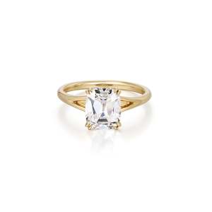 Anillo de compromiso Twinkling Old Mine Cushion con diamante cultivado en laboratorio de 2 quilates D-F VVS1-VS2 en oro amarillo de 14K y 18K, regalo romántico para ella. - Product Image 1