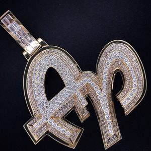 Collar Hip Hop Personalizado de Plata de Ley 925, Joyería de Moda para Hombre/Mujer, Colgante Personalizado con Moissanita, Chapado en Oro y Rodio - Product Image 2