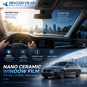 Película de Tinte para Ventanas de Automóvil, Nano Cerámica OEM Directo de Fábrica, <span class=keywords><strong>TESR</strong></span> 60%, VLT 5%, 95% IRR, 99% Bloqueo UV, Antideslumbrante - Product Image 3