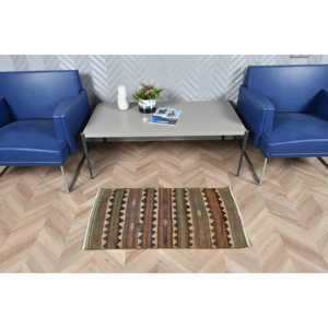 Turkish Vintage Rug, 1.8x3.3 ft Small Rug, <b>Brown</b> Gray Persian <b>Wool</b> Rug - Product Image 2