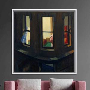 Decoración Modernista para el Hogar: Lienzo Impreso Inspirado en Ventanas Nocturnas, Lienzo con Marco Blanco - Product Image 1