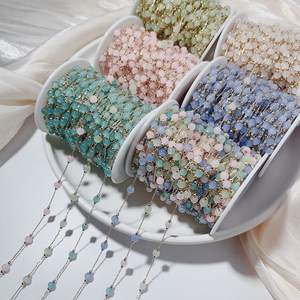 Cadena de Eslabones de Cuentas Redondas de Cuarzo Natural para Pulsera, Collar para Fabricación de Joyas, Collar de Cadena de Cuentas, Joyería de Alto Nivel - Product Image 1