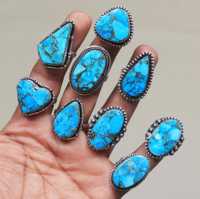 Bijoux de mode en gros, matériau en laiton massif, plaqué argent, cuivre, pierres précieuses turquoise, bagues, lots de bonne qualité, sur mesure OEM ODM