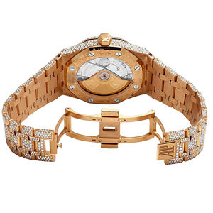 Montre de mode en quartz sertie de diamants de moissanite, clarté VVS, cadran en verre analogique - Product Image 4