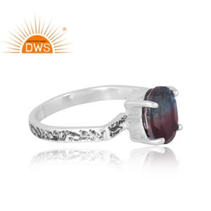 แหวนพลอยควอตซ์สองชั้นทำจากอเล็กซานไดรต์ชีวภาพทำจากเงินสเตอริงเครื่องประดับดีไซน์ตามสั่งสำหรับเป็นของขวัญสำหรับผู้หญิง - Product Image 4