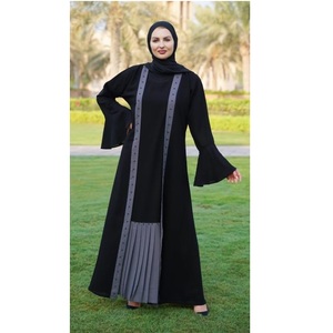 Abaya rose angélique avec hijab turc EID vêtements islamiques modestes Dubai élégant brillant Georgette ouvert Abaya femmes robe musulmane - Product Image 5