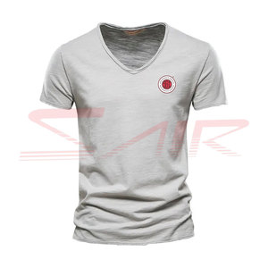 เสื้อยืดคอวีแขนสั้นผ้าฝ้าย 100% คุณภาพสูงใหม่ทั้งหมด ระบายอากาศได้ดี สวมใส่สบาย ดีไซน์สวยงามสำหรับผู้ชาย รับสั่งทำได้ - Product Image 4