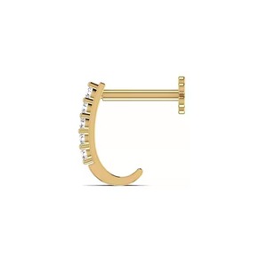 14KT Blanc Jaune Rose Or Fine Corps Diamant Bijoux Élégant 0.08CT Tear Drop Nez Pin À La Mode De Mariage Fiançailles Piercing Cadeau - Product Image 5