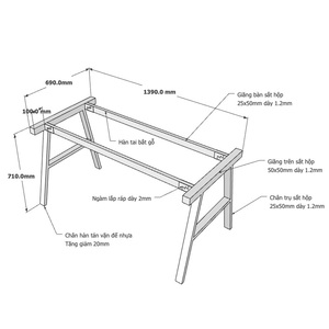 Women's Steel Table <b>Legs</b> 1400x700mm Assembly Required HCAC005 - Product Image 3