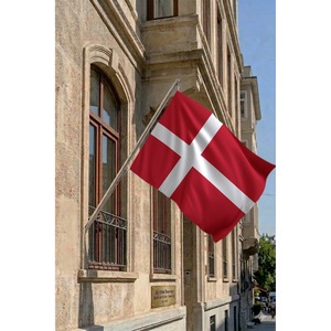 Ensemble de mât de drapeau télescopique mural du Danemark avec bannières en polyester, techniques d'impression numérique pour les graphiques - Product Image 2