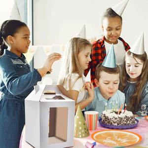 Cartón reciclable elevado plegable portátil pastel de cumpleaños galletas pastelería embalaje Ventana de cartón cajas duraderas para hornear seguras - Product Image 6