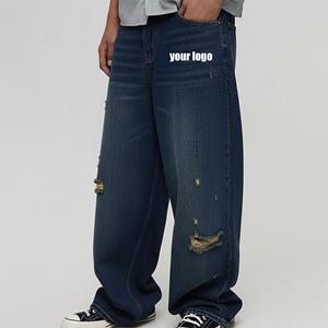 Pantalons en denim classiques pour hommes, 100% coton, tissu en denim sergé durable, pantalons en denim extensibles pour hommes - Product Image 1