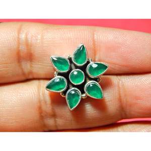 925ต่างหูพลอยโมราสีเขียวเงินสเตอร์ลิงทำด้วยมือสีเขียวเครื่องประดับสตั๊ดงานแต่งกระดุมแฟชั่น - Product Image 6