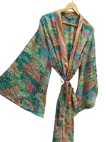 Vêtements de fête chemise kimono en soie pour femme multicolore doux vêtements de maison chemisier en soie multicolore robe courte kimono taille libre salon