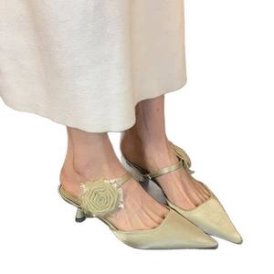 Sandalias de tacón de moda de verano para mujer, zapatos de tacón alto informales, cómodos y versátiles, de cuero genuino - Product Image 1