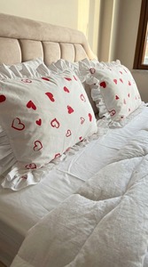 Funda de Almohada Decorativa de Algodón con Volantes en Forma de Corazón, 50x70 cm, Tejida, Moderna, con Cierre de Cremallera, Suave, Transpirable, Duradera y Personalizable - Product Image 2