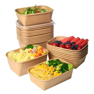 Disposable Kraft Paper Bowl with PET Lid 500ml 750ml 1000ml Round Snack Pizza Salad Food <b>Container</b> - Product Image 4