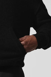 Sweat à capuche noir surdimensionné de haute qualité pour hommes, impression DTG personnalisée, coton français, fermeture éclair bidirectionnelle, poche d'hiver - Product Image 5