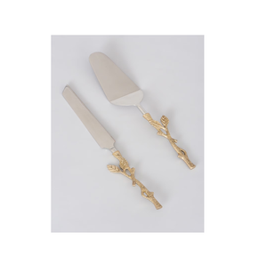 Ensemble de serveur de gâteau en acier inoxydable et laiton pour les événements de mariage et d'anniversaire au prix de gros avec échantillon gratuit - Product Image 1