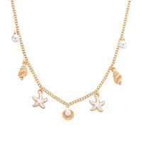 Collier pendentif en métal inspiré des vacances, étoile de mer, coquillage, best-seller Instagram, collier décontracté d'été, collier d'influenceur