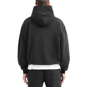 Logo personnalisé hommes double fermeture éclair oversize poids lourd fermeture éclair à capuche sweat-shirt à capuche court unisexe - Product Image 3