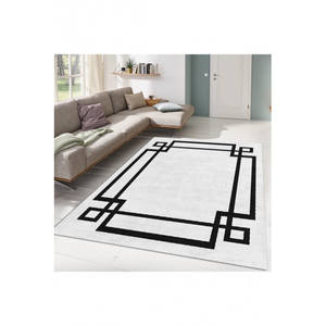 Beyaz Çerçeve Detailliye Dijital Baskılı Halı Producto de decoración del hogar - Product Image 1