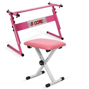 5 Core Keyboard Stand Piano <b>Bench</b> Combo Adjustable Key Board Stands 2" Padded Musician Chair Set - Product Image 1