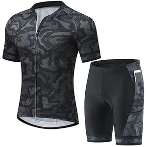 Ensemble maillot et short de cyclisme pour hommes, motif gris et orange, manches courtes, rembourré, vêtements de vélo, anti-transpiration, respirant, séchage rapide - Product Image 6