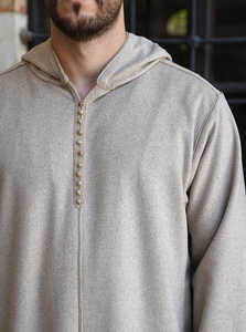 Túnica Tradicional Musulmana para Hombre, Hecha a Mano en Marruecos, con Capucha, de Seda, para Uso Diario, Antiarrugas, Bordada, de Manga Larga - Product Image 3