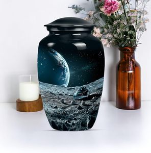 Vue de l'espace Urne funéraire Grande crémation commémorative pour les cendres humaines Urnes funéraires pour la forêt Urne noire Taille personnalisée - Product Image 2