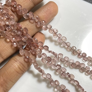 High Quality 4-4.5MM <b>Red</b> Strawberry Faceted Tiny Heart Shape Briolette Gemstone <b>Beads</b> Stone <b>Beads</b> Wholesale Supplier - Product Image 2