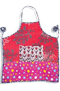 Tablier indien vintage Kantha Sari, tablier de cuisine élégant en coton avec poches pour femmes et hommes - Vente en gros de patchwork Kantha coloré - Product Image 3