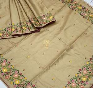 Femme 100% Handloom Pure Tussar Munga Soie Saree Tissé à la main Brodé Durable Premium Artisanal Tissu d'Inde - Product Image 4