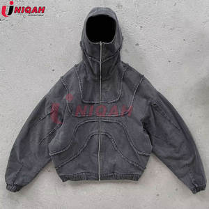 เสื้อมีฮู้ดแนวสตรีทฮิปฮอปสไตล์วินเทจสไตล์ฮาราจูกุสำหรับผู้ชายผู้หญิงชุดฤดูหนาวแบบโอเวอร์ไซส์พิมพ์ลายปักโฟมแบบประกบกัน - Product Image 1