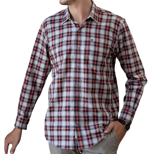 New Fashion Colorful Casual Shirt Modern Style Stand-up Collar Polo T Shirts Plaid Long Sleeve Men's Shirts