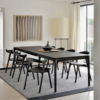 Ensemble Table à Manger Extensible Moderne Nordique en Chêne Massif Noir Avec 6, 8 ou 10 Chaises pour Salle à Manger