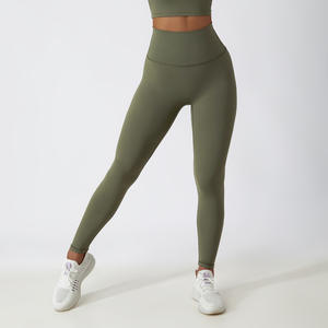 Vêtements de sport en gros, ensemble de leggings et soutien-gorge de sport respirant de haute qualité en élasthanne/nylon à fermeture éclair, taille élastique - Product Image 4