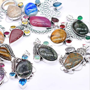 สร้อยคอแฟชั่นทำด้วยมือสไตล์วินเทจของผู้หญิงอัญมณีธรรมชาติหลากหลายแบบธีมคริสเตียนทองเหลืองชุบเงินสำหรับปาร์ตี้ยอดนิยม - Product Image 1