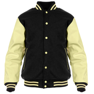 Veste Varsity Letterman pour hommes en laine noire, manches en cuir de chameau, veste classique de collège et de baseballjacket pour hommes - Product Image 3