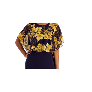 Abito Tubino da Donna Connected Popover in Chiffon Giallo con Stampa Floreale Taglia 10 Petite Vita Naturale - Product Image 5